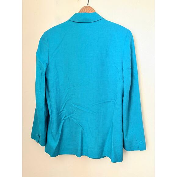 Vintage Pendleton Country Sophisticates Turquoise Linen Blazer Skirt Set 12 USA - Picture 9 of 10
